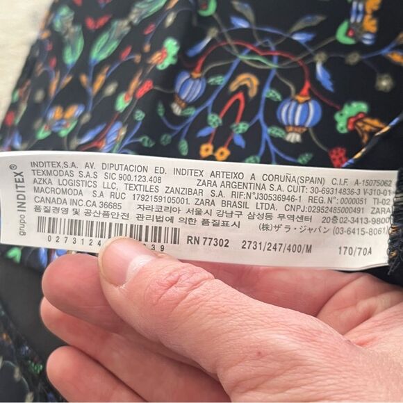 NWT Zara Black Kaleidoscope Floral Print Lace Sides Mini Skirt Size Medium - Picture 6 of 7